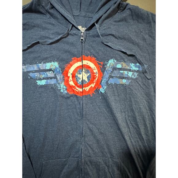 Marvel Avengers Captain America Lightweight Zip Up Hoodie Men’s 2XL Blue - Picture 5 of 8